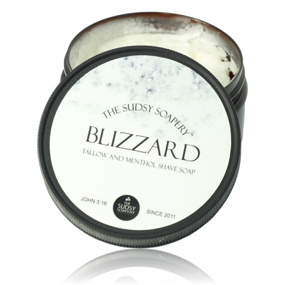 Blizzard Tallow Shaving Soap with Honey, Organic Aloe Leaf and Menthol