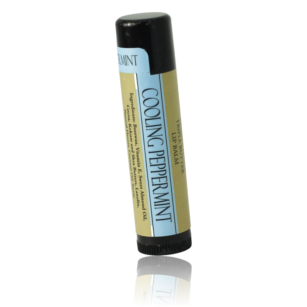 Kühlender, ultra-feuchtigkeitsspendender Lippenbalsam mit Pfefferminze, Vitamin E und dreifacher Butter