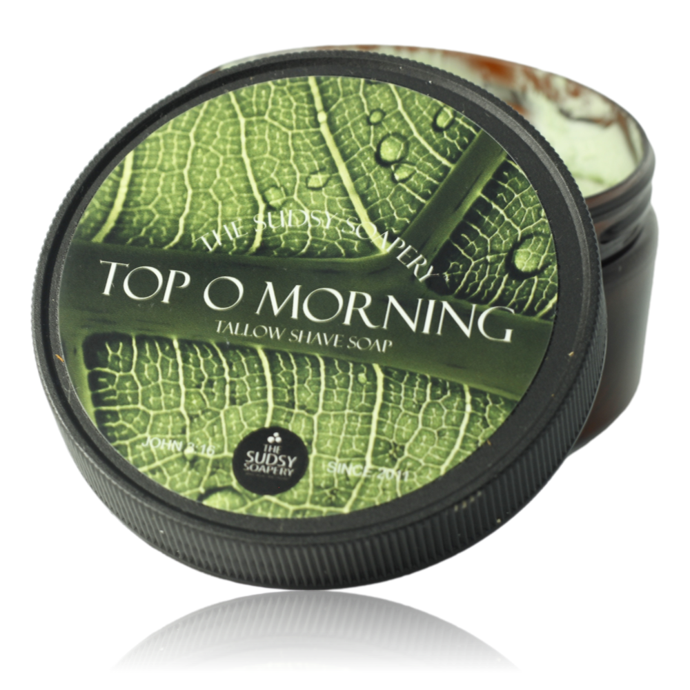 صابون الحلاقة Top O' the Morning Tallow مع العسل وأوراق الصبار العضوية والطين الأخضر الفرنسي