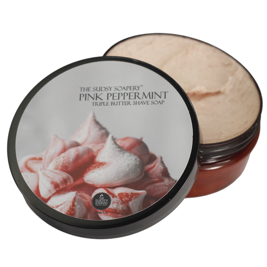 Supercreamed Triple Butter Shave Soap for Shaving, Pink Peppermint