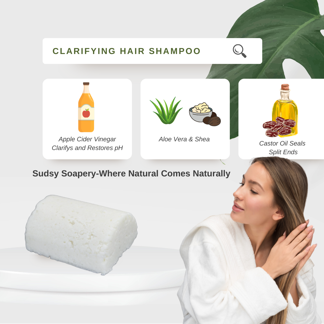 Clarifying Hair Shampoo Bar with Apple Cider Vinegar, Aloe and Shea