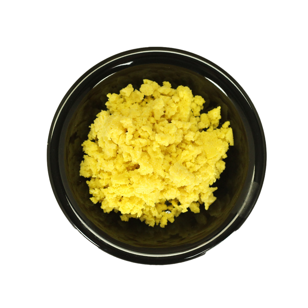 Yellow Shea in a Black Bowl for resale in a 8 oz deli container for hair and body