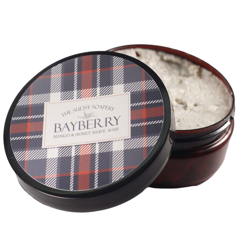 Mango Butter Shave Soap for Shaving, Bayberry with Honey and Russian Blue Clay