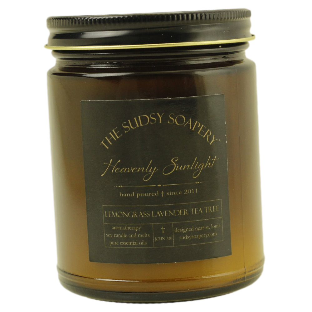 Heavenly Sunlight Soy Candle with Lavender Lemongrass and Tea Tree