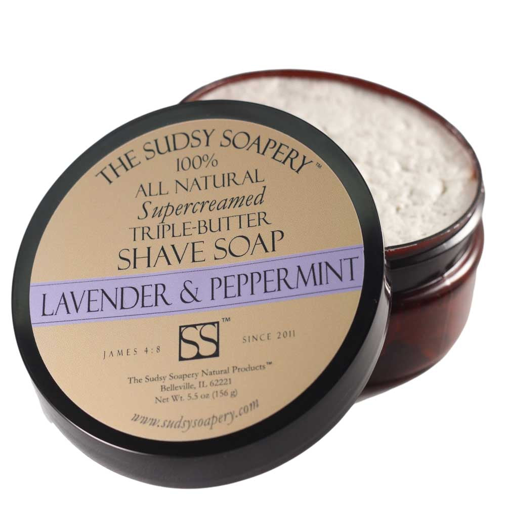 Supercreamed Triple Butter Shave Soap for Shaving, Lavender and Peppermint