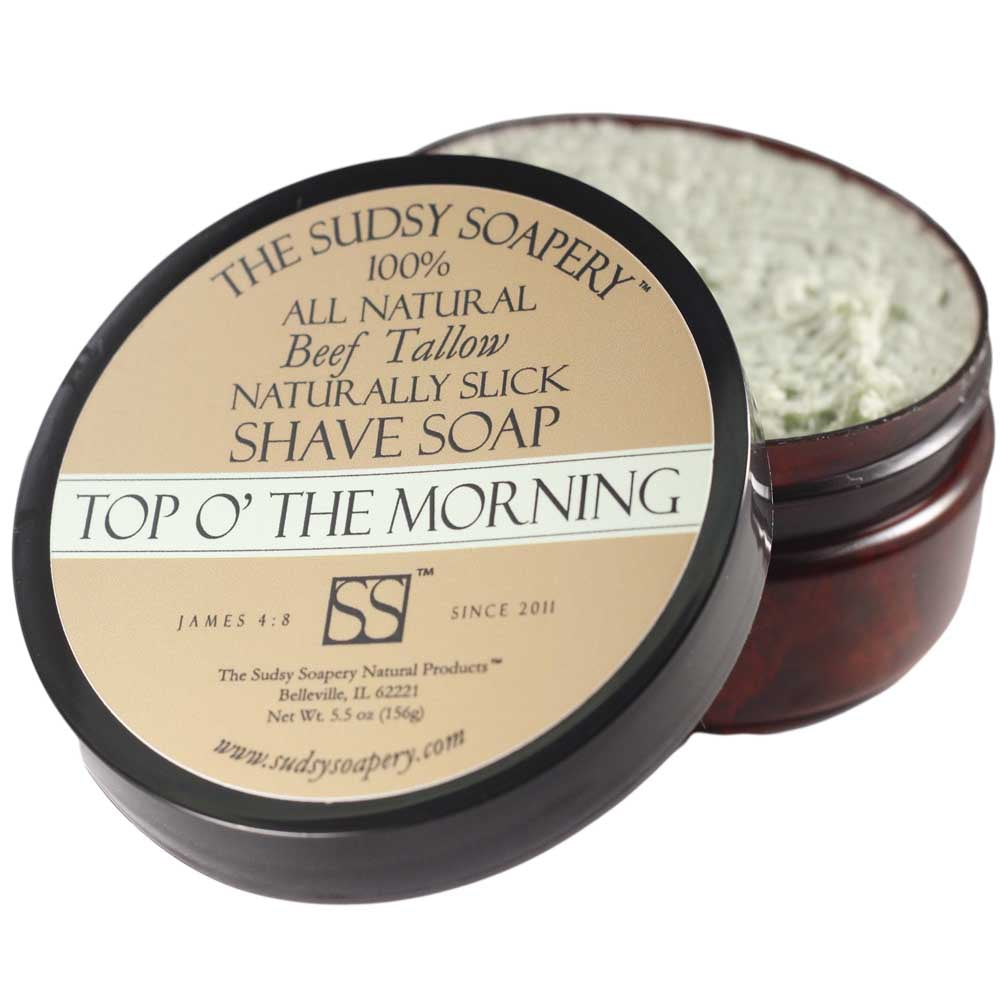 Top O' the Morning Tallow Shaving Soap with Honey, Organic Aloe Leaf and French Green Clay