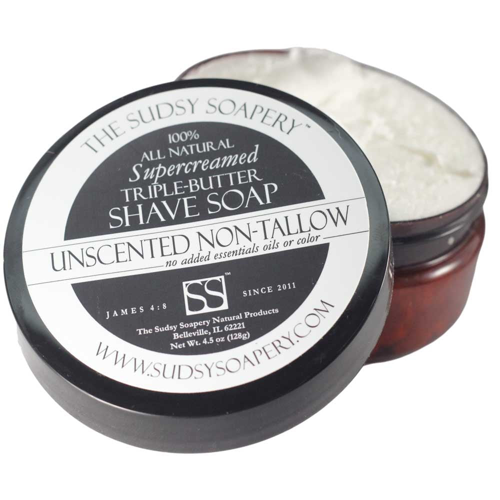 Supercreamed Triple Butter Non-Tallow Shaving Soap, No Added Scent or Color